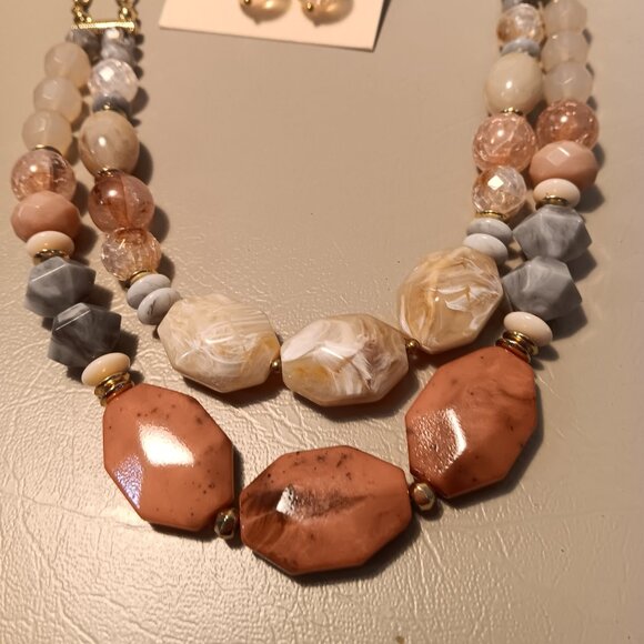 Ava Renee women's matching set multi-color multi-layer necklace & earrings - NWT - Picture 2 of 11